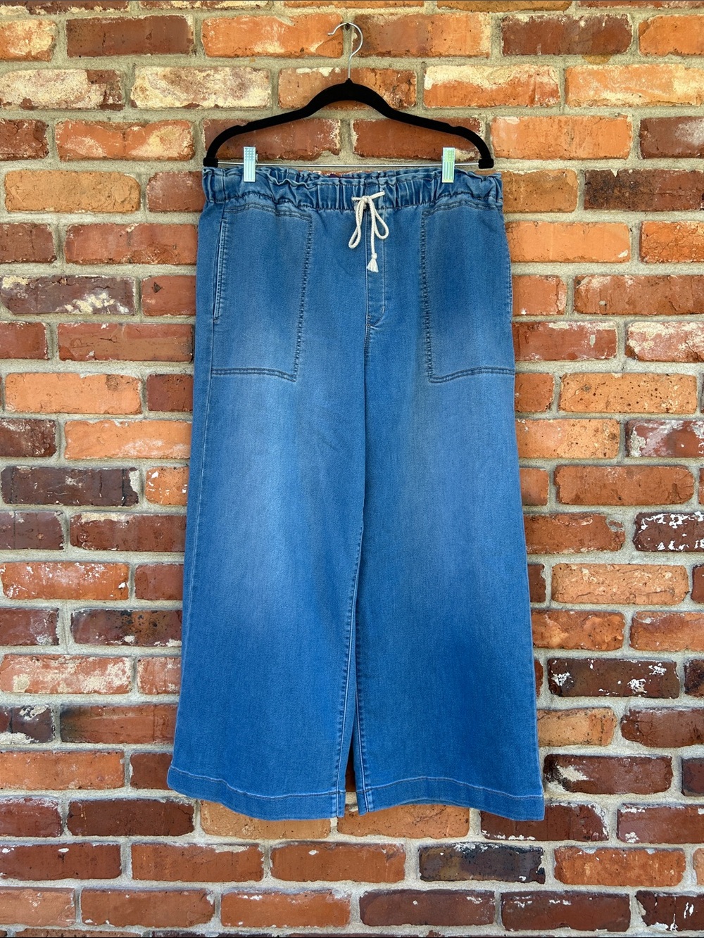 Gloria Vanderbilt Women's Blue Pull-On Wide-Leg Jeans XL Crop